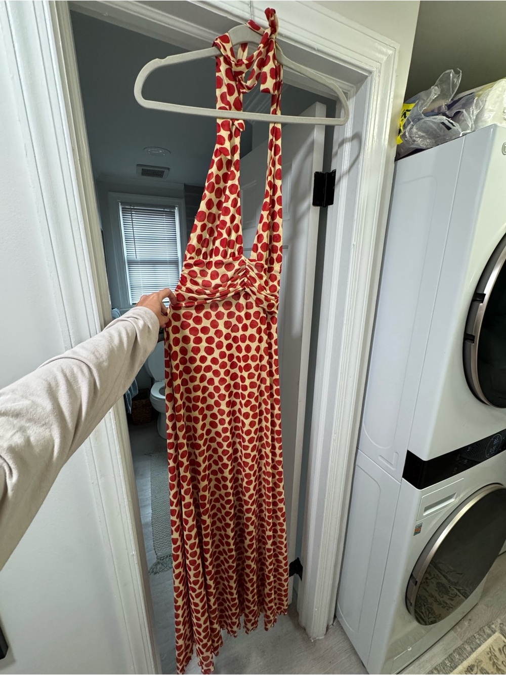 RESA Chelsea Halter Tie Back Maxi Dress in Campari | Size Small - Picture 5 of 6